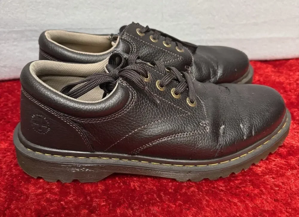 Dr Martens Ashfeld Oxfords Dark Brown Leather Pebbled Lace Up Shoes Mens US 12